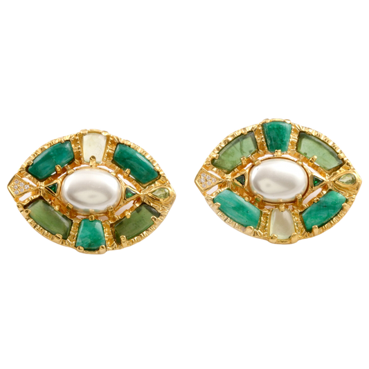 Mosaic Earring Emerald Healing